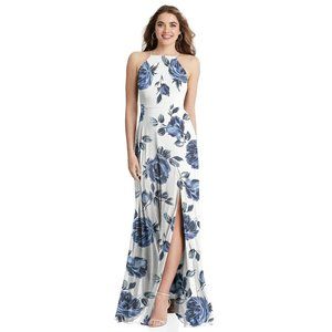 Blue Floral Dessy Group Bridesmaid Dress